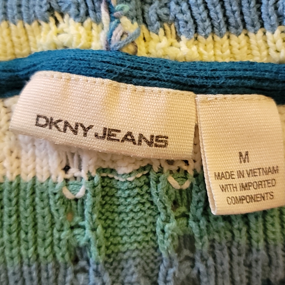 DKNY Hooded Cable Knit Sweater Sz M - Picture 3 of 8